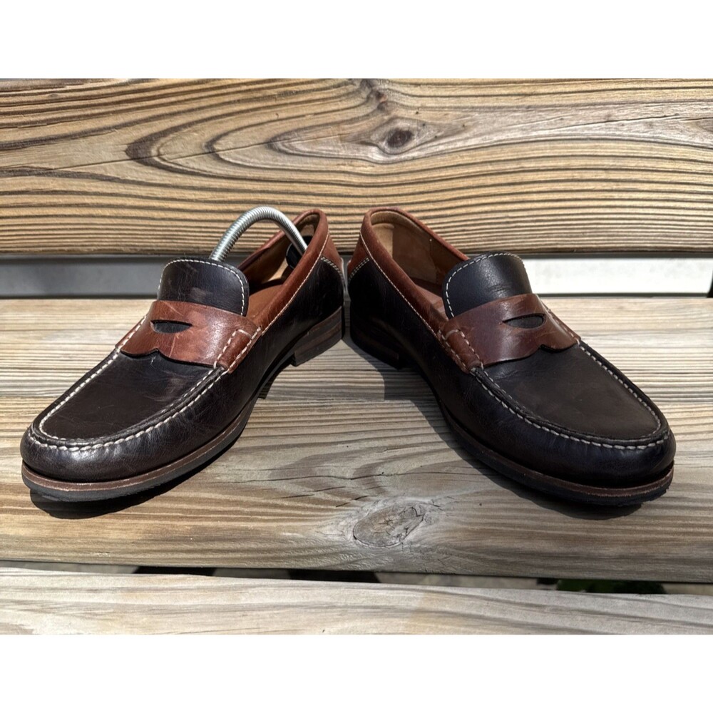 Johnston & Murphy Mens 9.5 Brown Leather Penny Loafers TruFoam Dress Shoes $155